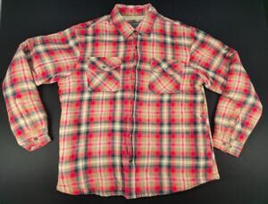 Grizzly Mountain XXL Sherpa Lined Flannel Shirt Jacket Red‎ Plaid Heavy Cotton